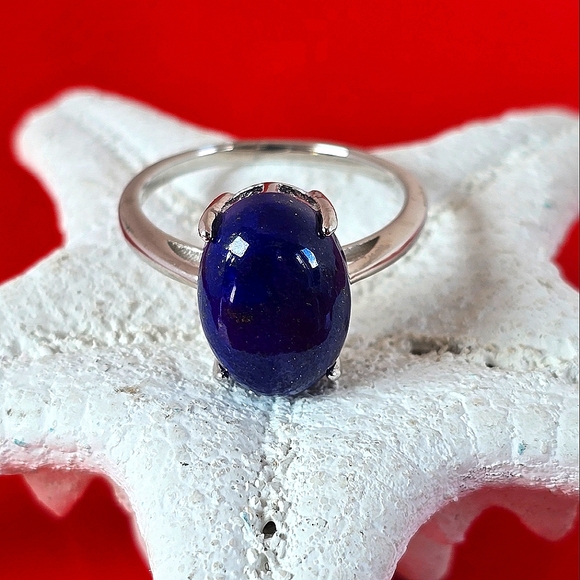 Natural Lapis Lazuli 925 Sterling Silver Ring - Picture 5 of 8
